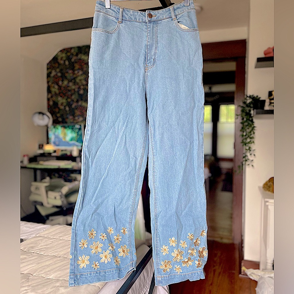 🌾 Princess Highway Embroidered Cuff Jeans 🌾 Cottagecore 🌾 US 6 • AU 10 🌾